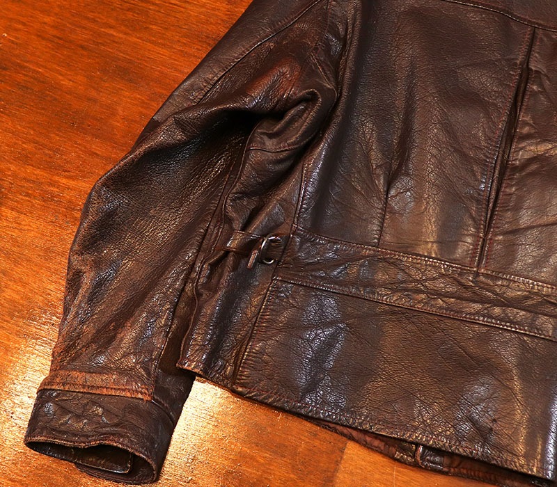 1940s LEATHER JACKET , BALL CHAIN x2 , Size 42
