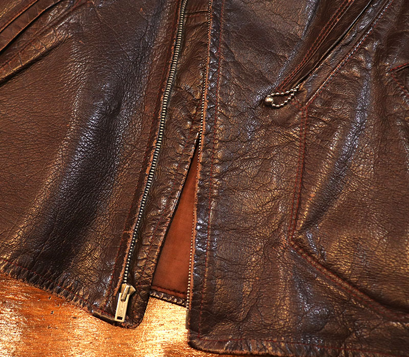 1940s LEATHER JACKET , BALL CHAIN x2 , Size 42