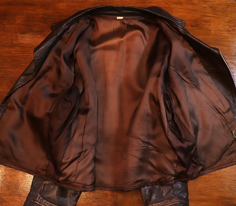 1940s LEATHER JACKET , BALL CHAIN x2 , Size 42