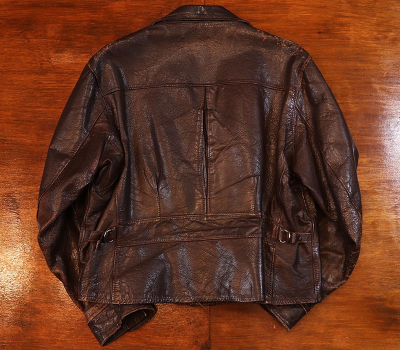 1940s LEATHER JACKET , BALL CHAIN x2 , Size 42