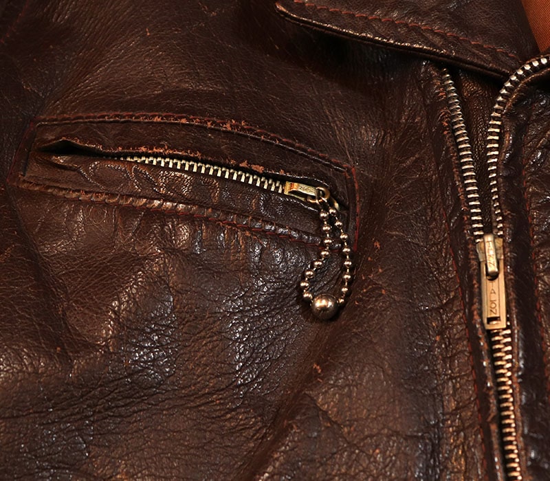 1940s LEATHER JACKET , BALL CHAIN x2 , Size 42