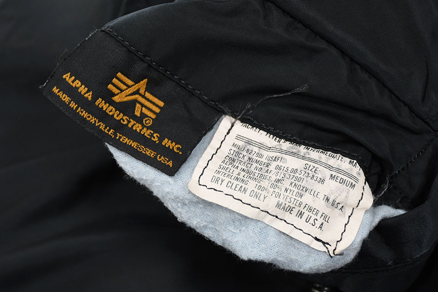 ALPHA 米国製 ヴィンテージ MA-1 フライトジャケット ブラック M USA製 ALPHA INDUSTRIES MA-1 MIL-J-82790J フライトジャケット