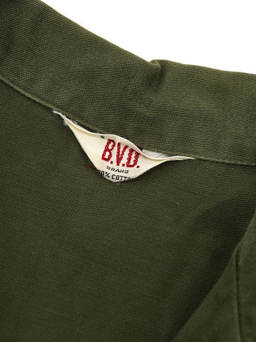 60'S B.V.D. UTILITY SHIRT WITH PATCH (SIZE.MEDIUM)