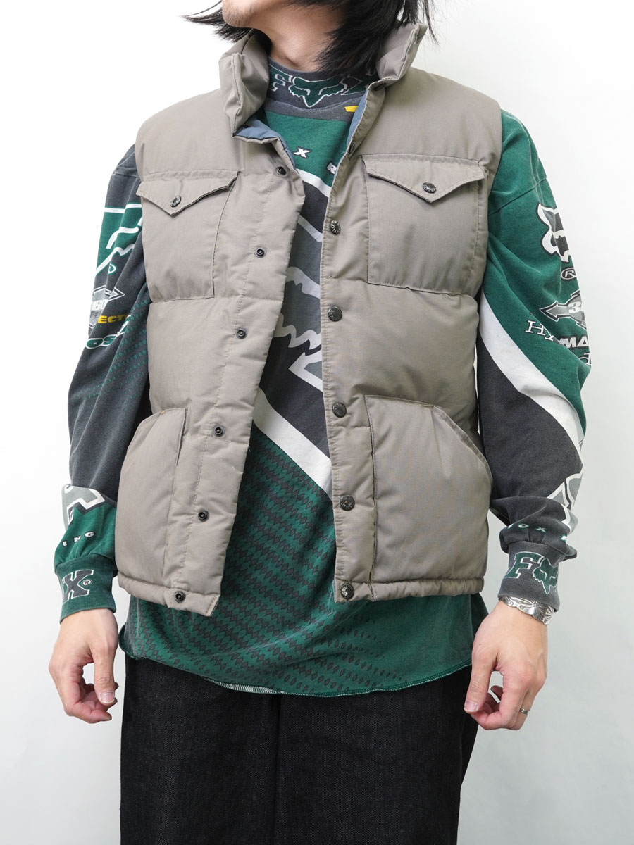 80's 茶タグ THE NORTH FACE ダウンベスト サンドベージュ 表記(S