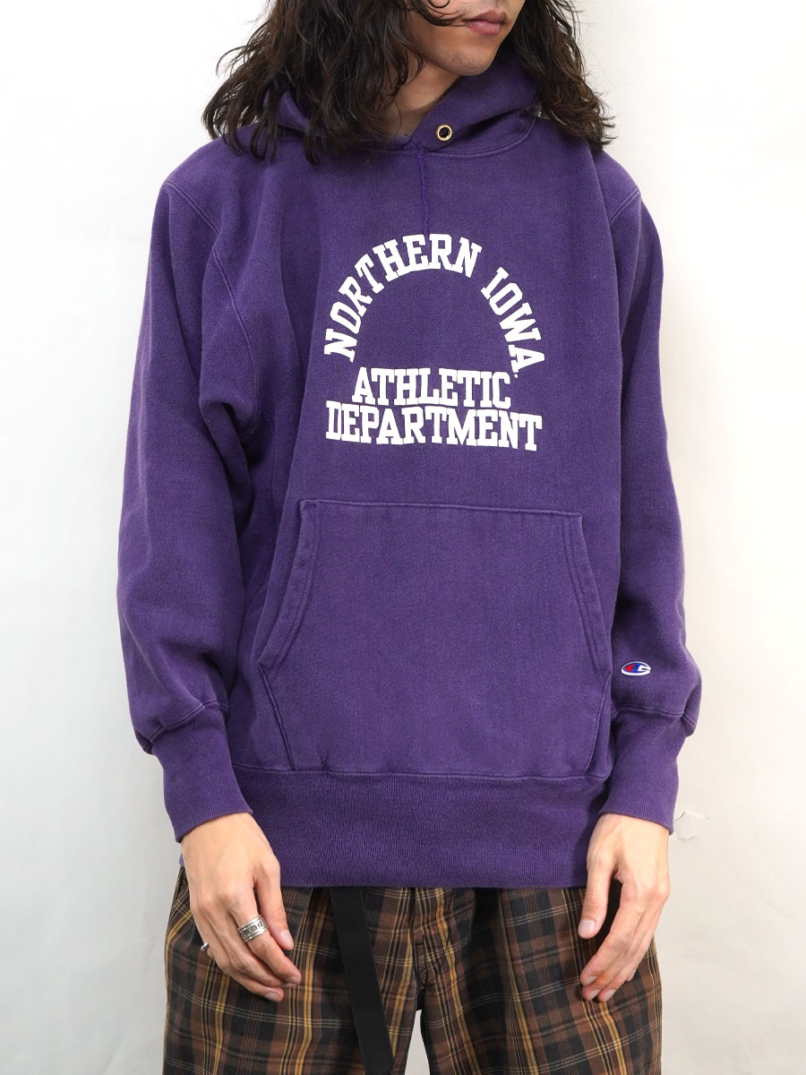 90's 刺繍タグ チャンピオンRWパーカ ''NORTHERN IOWA.'' 3段