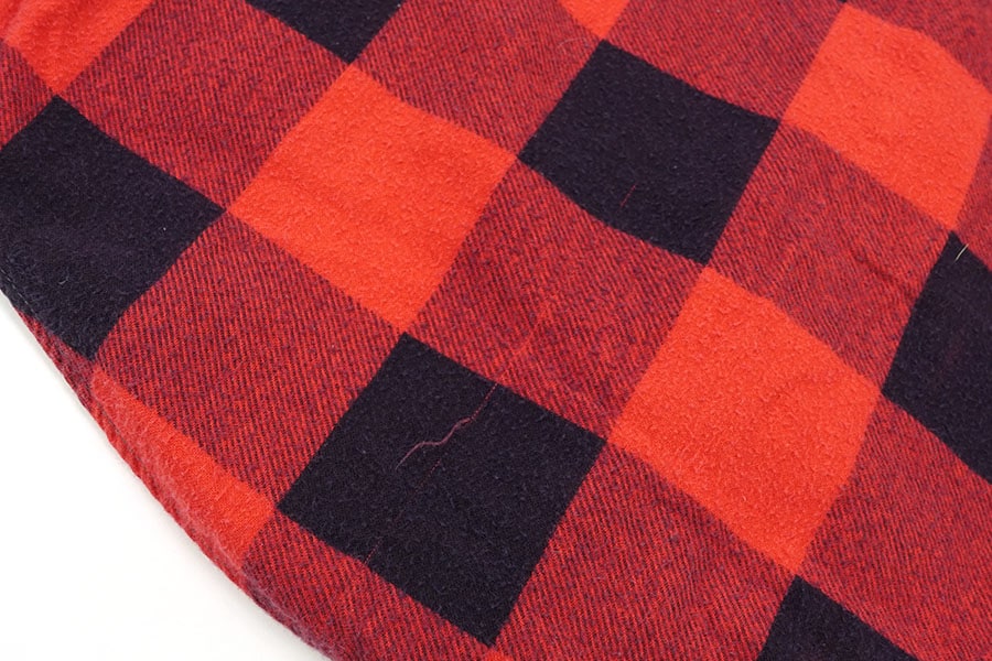 70's Donlin 100%コットン 赤黒ブロックチェック プリントフランネルシャツ 表記(XL)