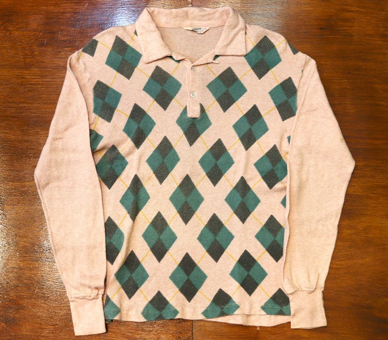 1950s ARGYLE POLO , Size L