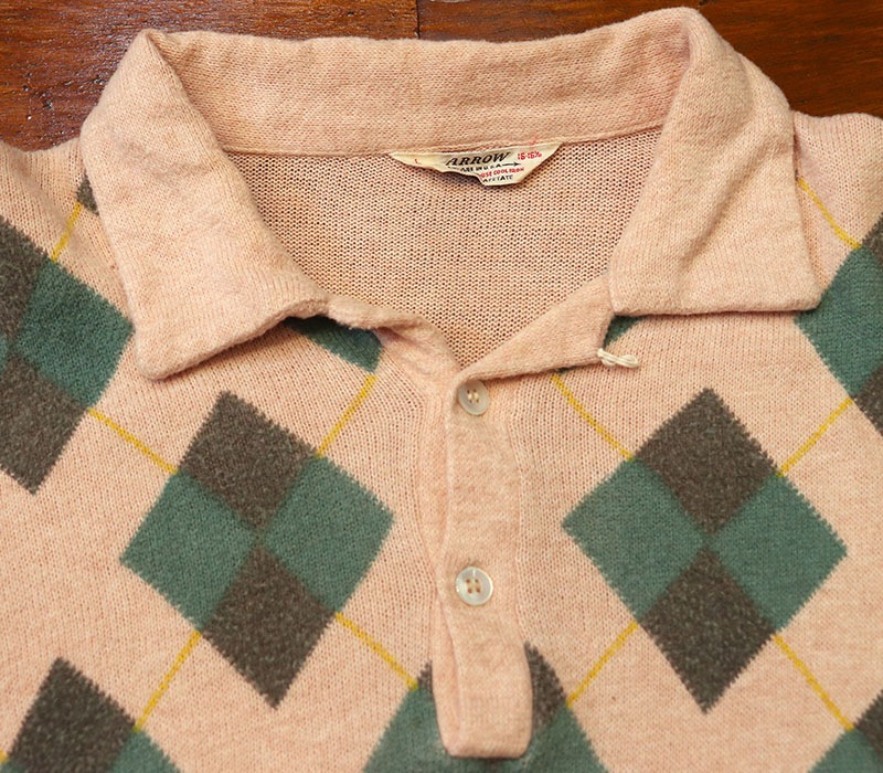 1950s ARGYLE POLO , Size L