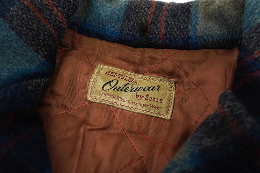 50's HERCULES Outerwear 裏キルティング 好配色チェック ウールコート
