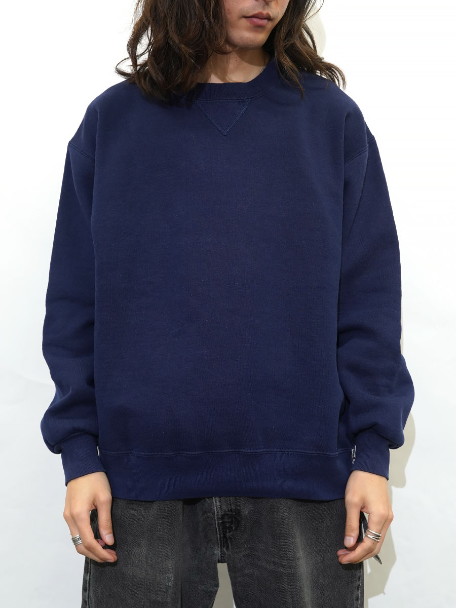 90's RUSSELL ATHLETIC 前V 無地スウェット ネイビー 表記(XL) USA製