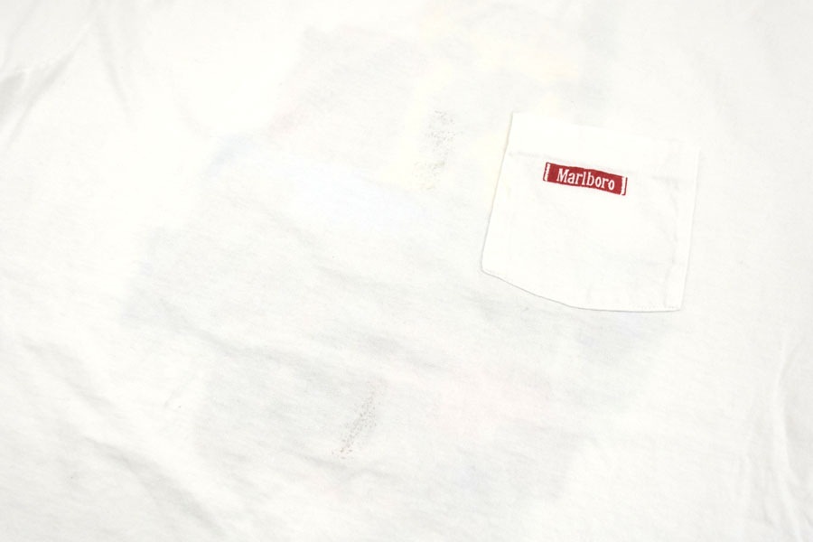 90's FRUIT OF THE LOOM ''Marlboro'' 両面プリント ポケットTシャツ ホワイト 表記(XL) USA製