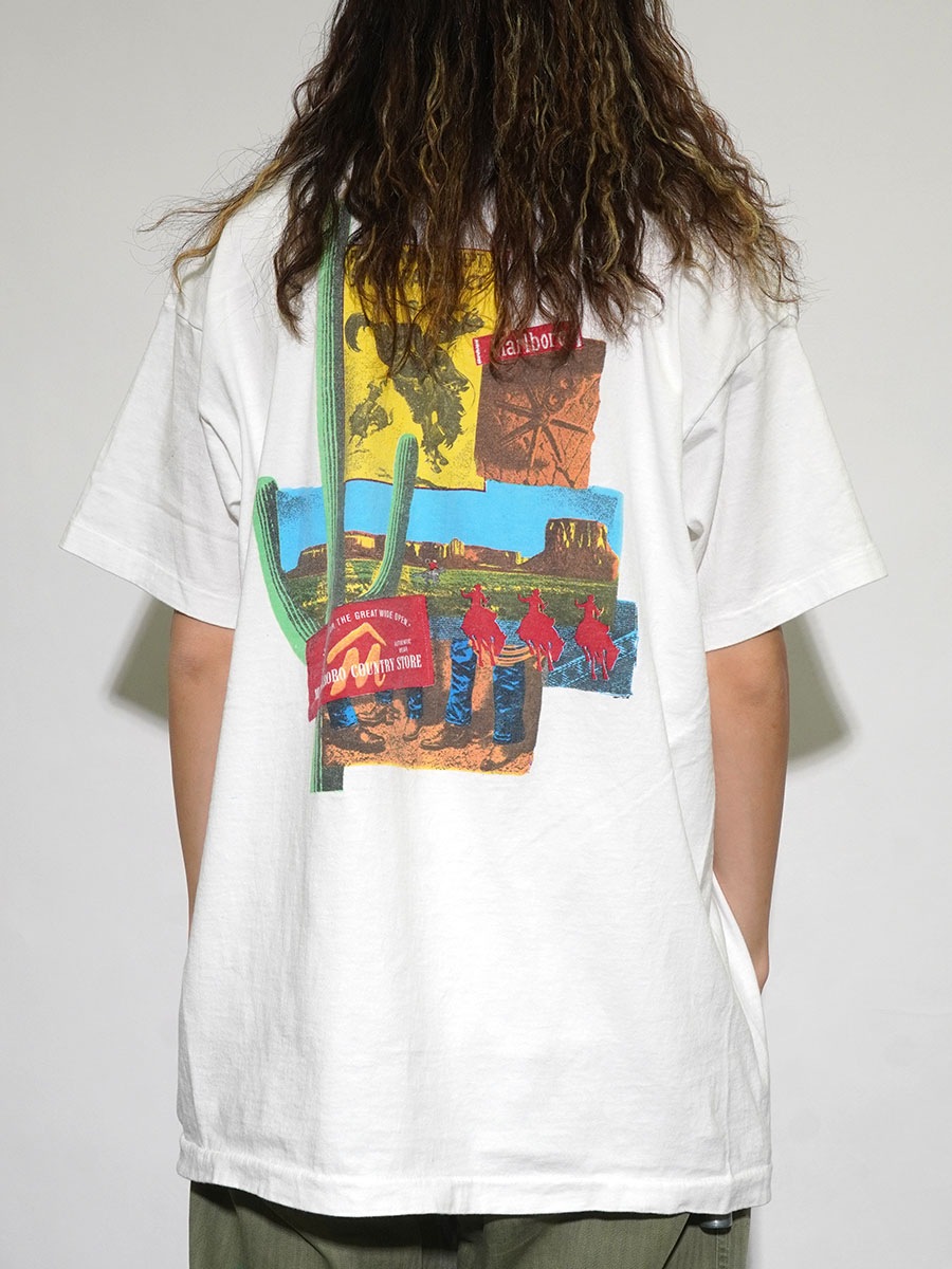 90's FRUIT OF THE LOOM ''Marlboro'' 両面プリント ポケットTシャツ ホワイト 表記(XL) USA製