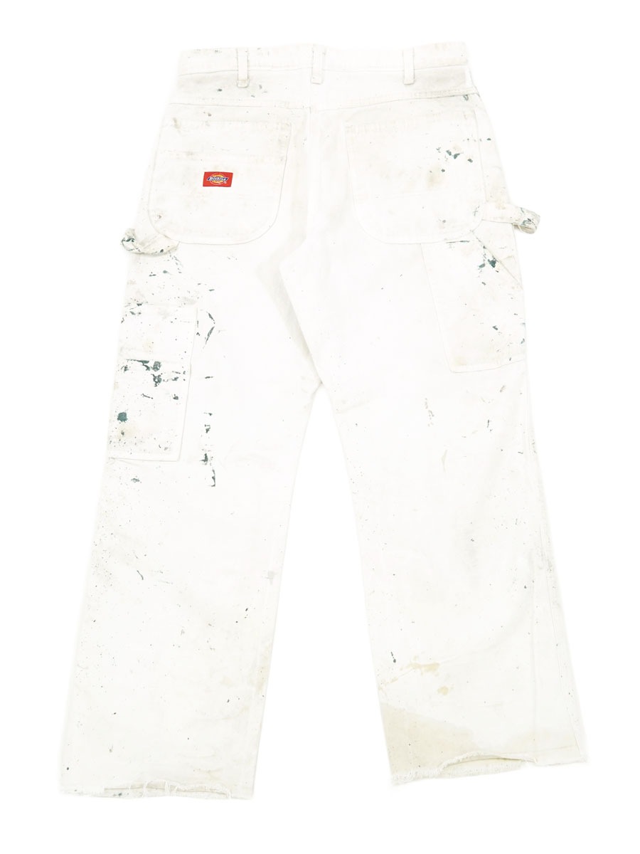 DICKIES WHITE COTTON PAINTER PANTS PAINT！(APPROX.W32 L28) | NEW
