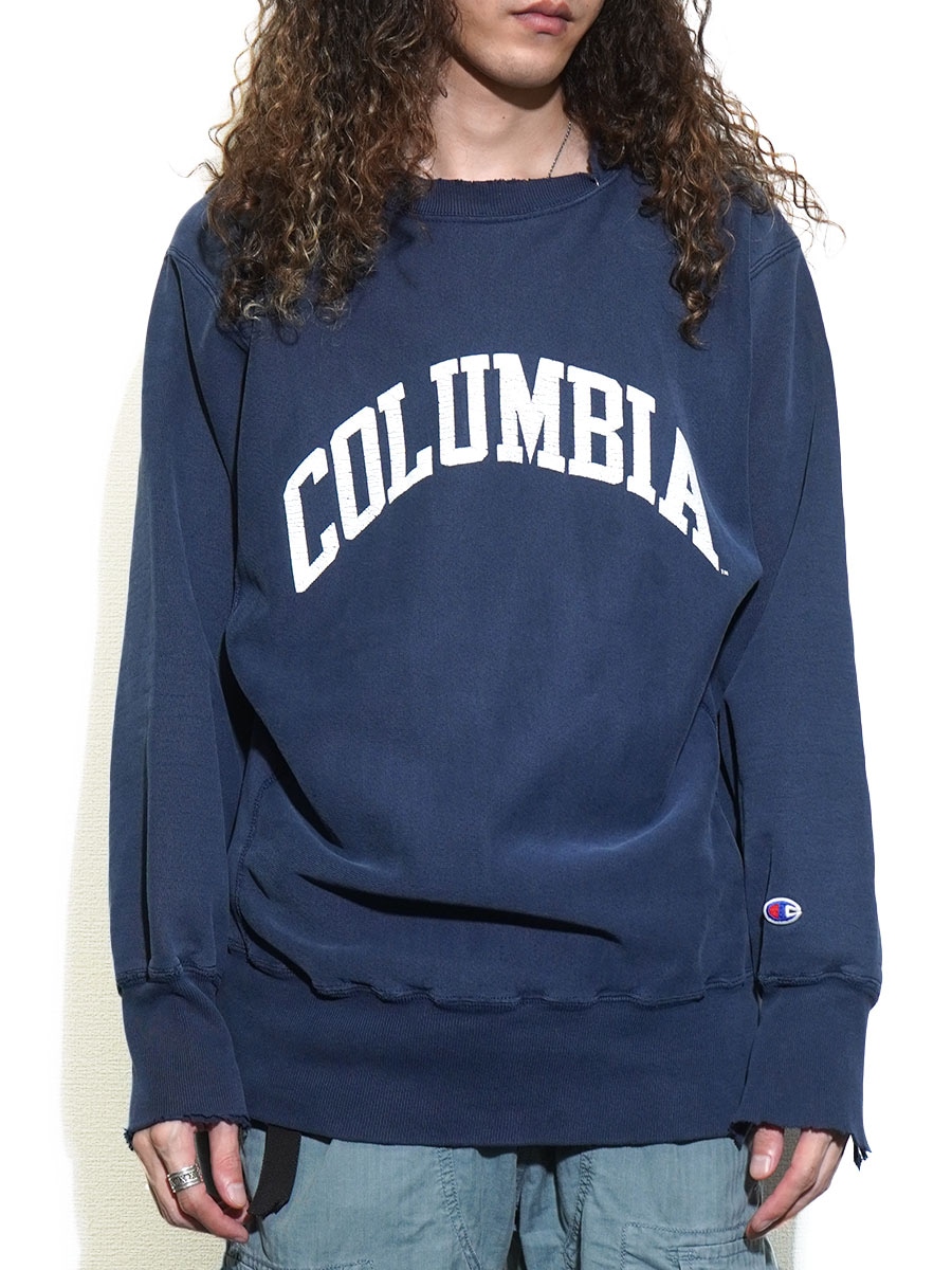 90's 刺繍タグ チャンピオンRW ''COLUMBIA'' ネイビー 表記(L