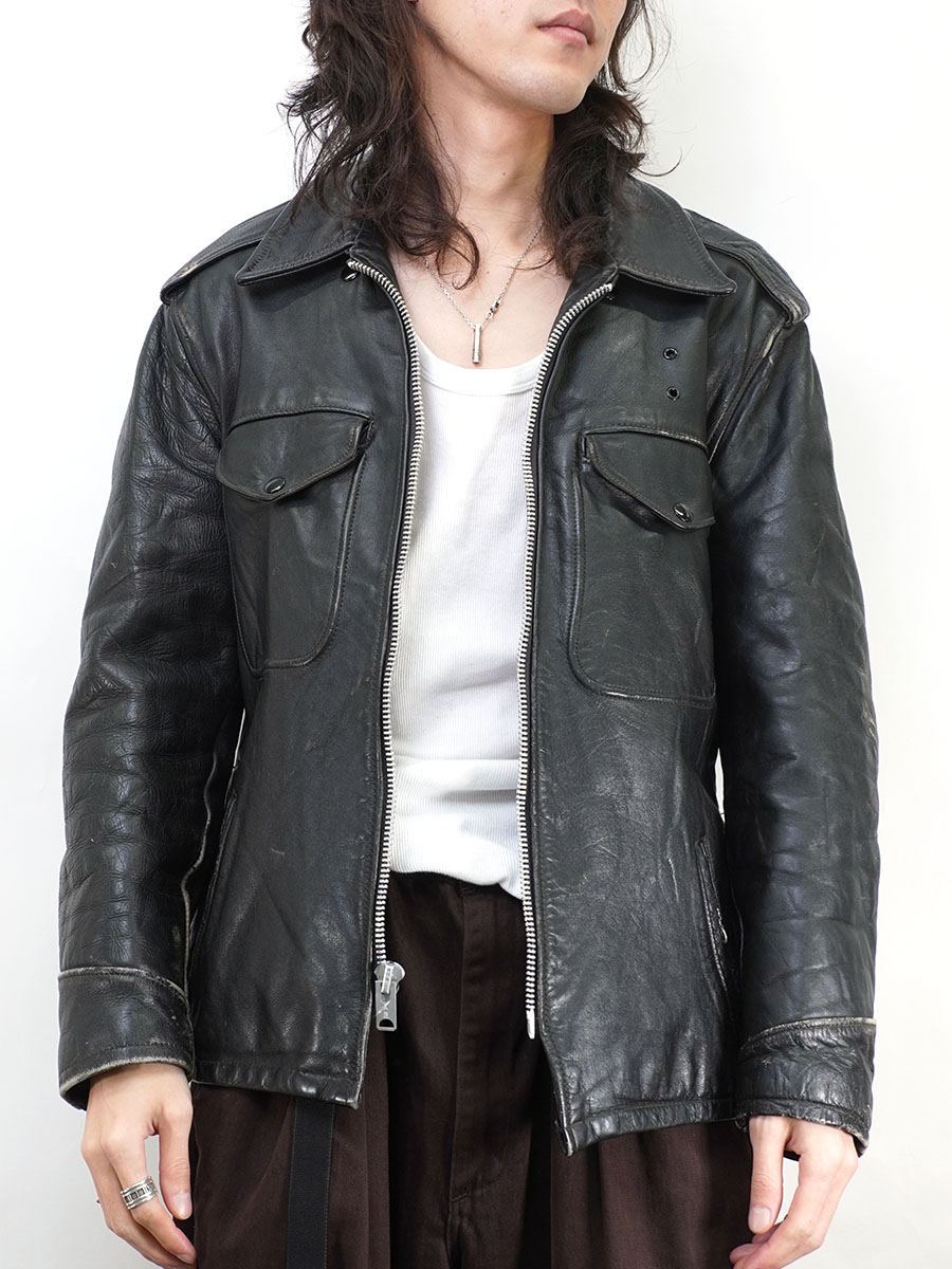 60s Schott Bros Perfecto ポリスマンジャケット レザー 古着 60s Schott Bros 「Perfecto」 パデッド 本革 ステアハイド