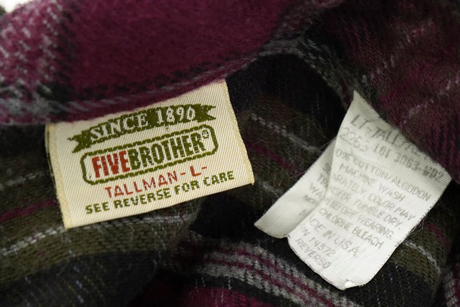 90'S FIVEBROTHER PLAID FLANNEL SHIRT (SIZE. TALLMAN LARGE) MADE IN USA