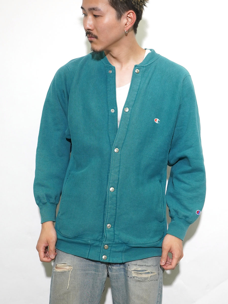 90's Champion チャンピオン カーディガン シーグリーン 90's 刺繍タグ チャンピオンRW フルスナップカーディガン シー