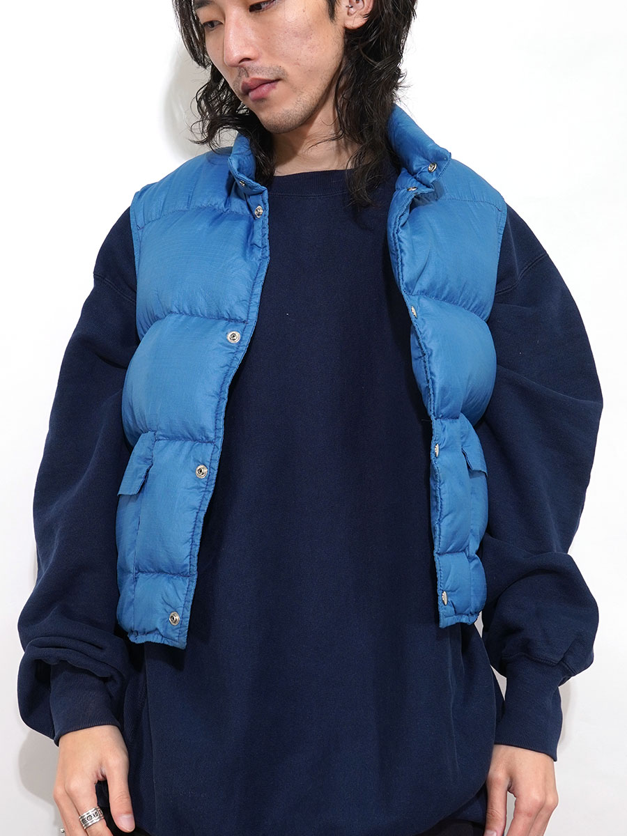 70's～ 筆記体タグ L.L.BEAN 2ポケ ダウンベスト ネイビーブルー 表記