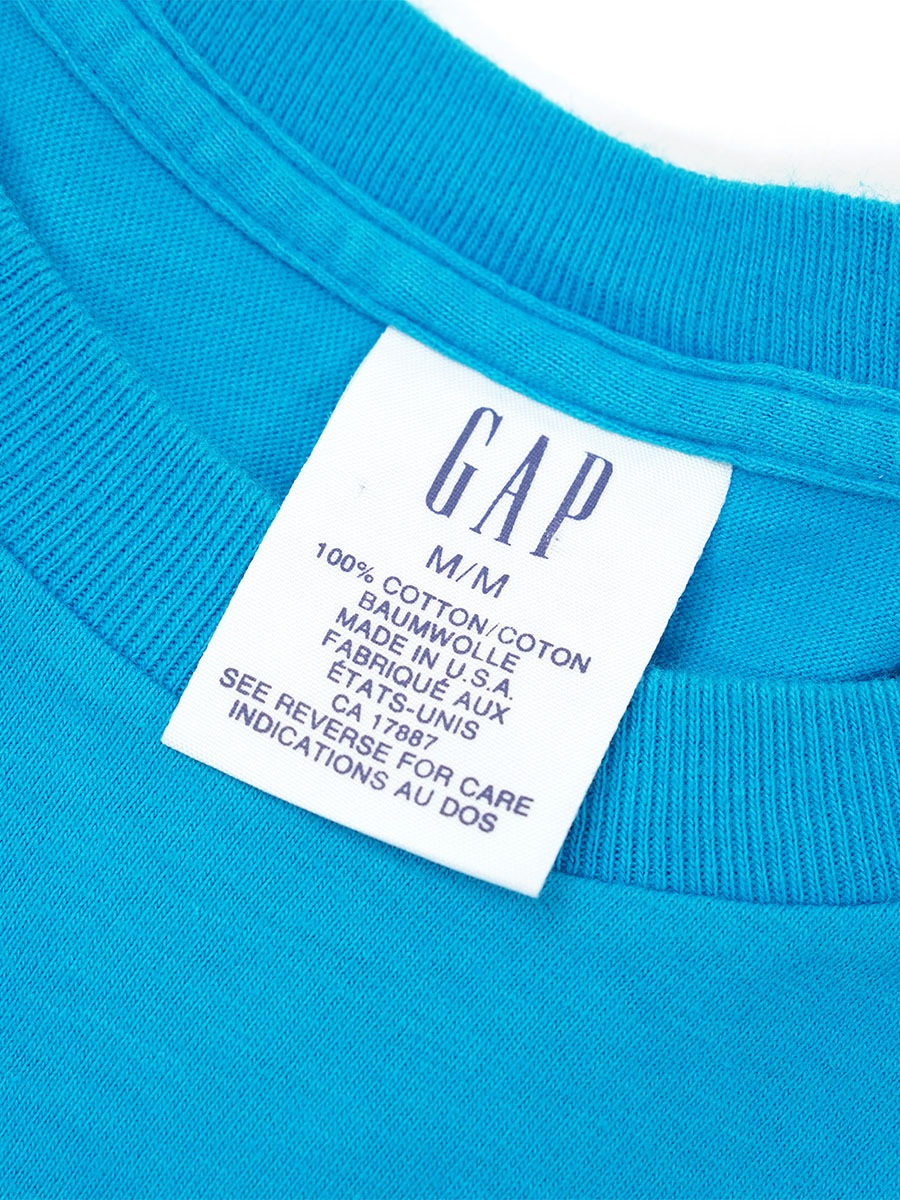 90'S GAP PLAIN POCKET T SHIRT TURQUOISE BLUE (SIZE.MEDIUM) MADE IN