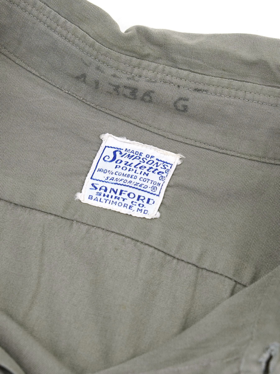 60'S SIMPSON'S SOULETTE COTTON POPLIN WORK SHIRT (APPROX.16 1/2)