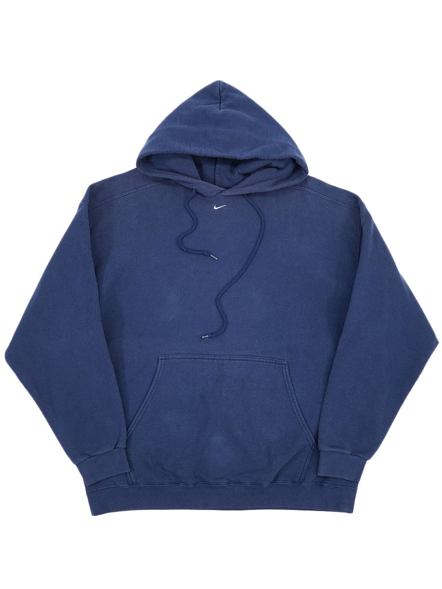 ナイキ 90s センターロゴ ネイビー L USA製 プルオーバーパーカー 90's NIKE センタースウォッシュ バックロゴ入り スウェット
