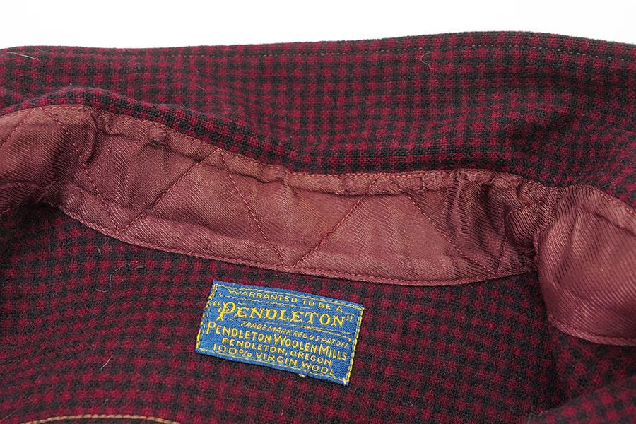 40's～ ペンドルトン 好配色チェック柄 ラウンド型 ロングスリーブ ウールシャツ 実寸(15位)