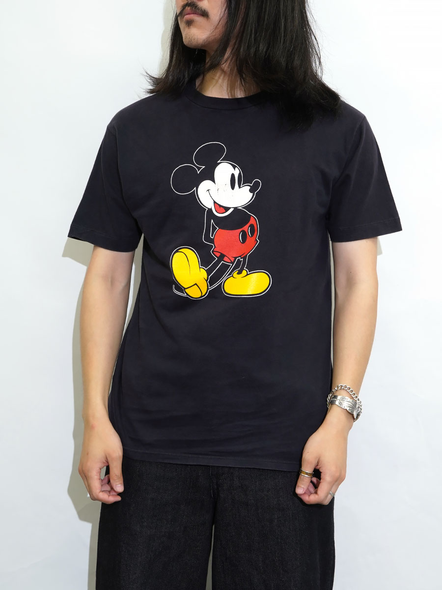 80'S DISNEY ミッキーマウス Tシャツ 黒ボディ 表記(L) USA製 | SOLD
