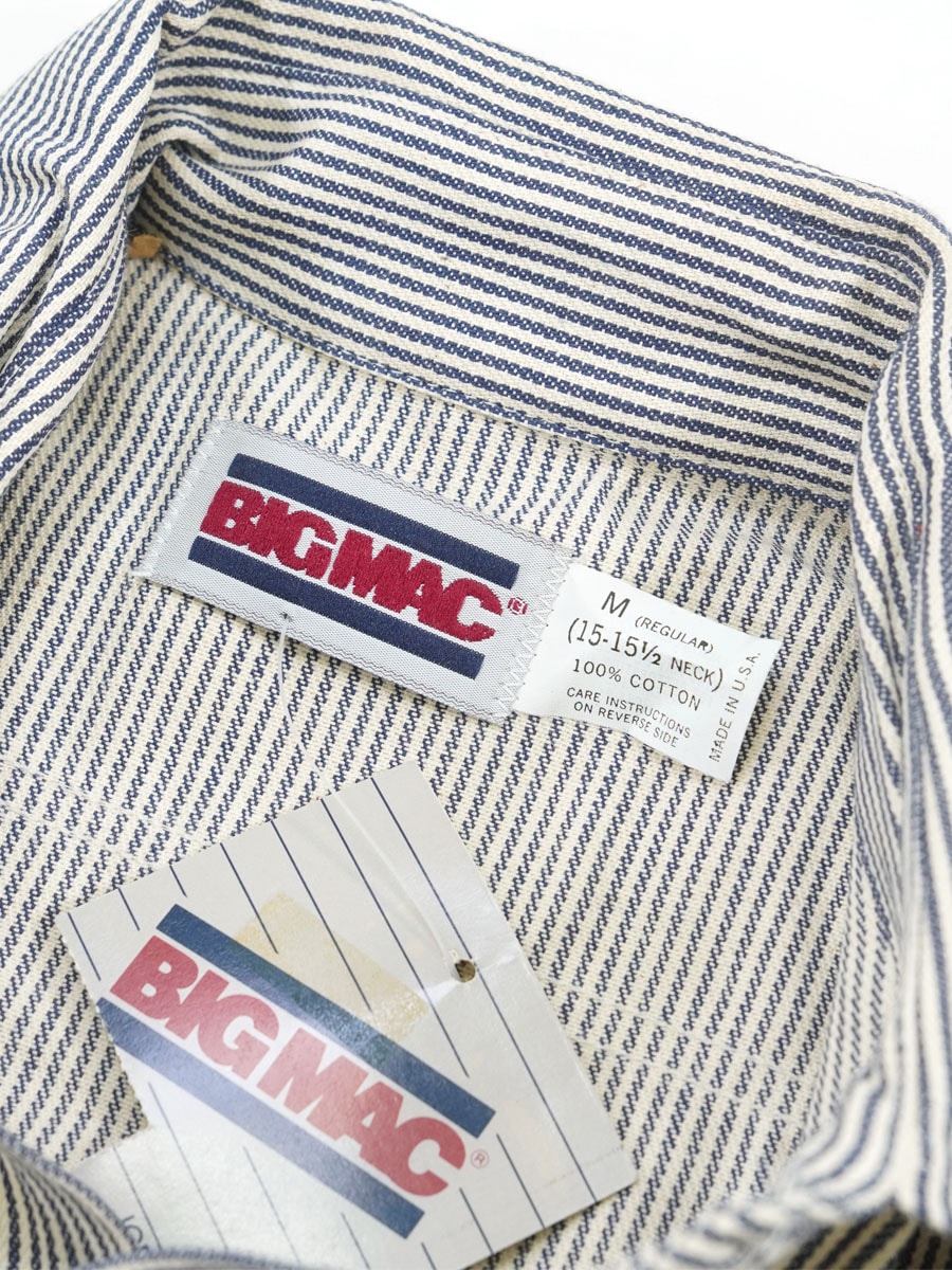 80'S BIG MAC HICKORY STRIPE WORK SHIRT (SIZE.MEDIUM) NOS | NEW