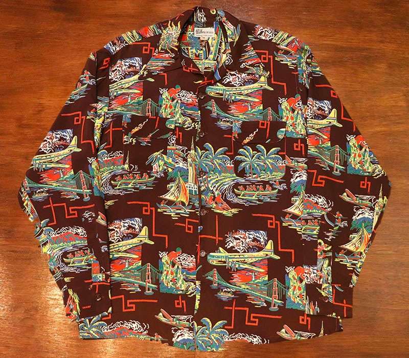 1950s L/S HAWAIIAN SHIRT , Size M