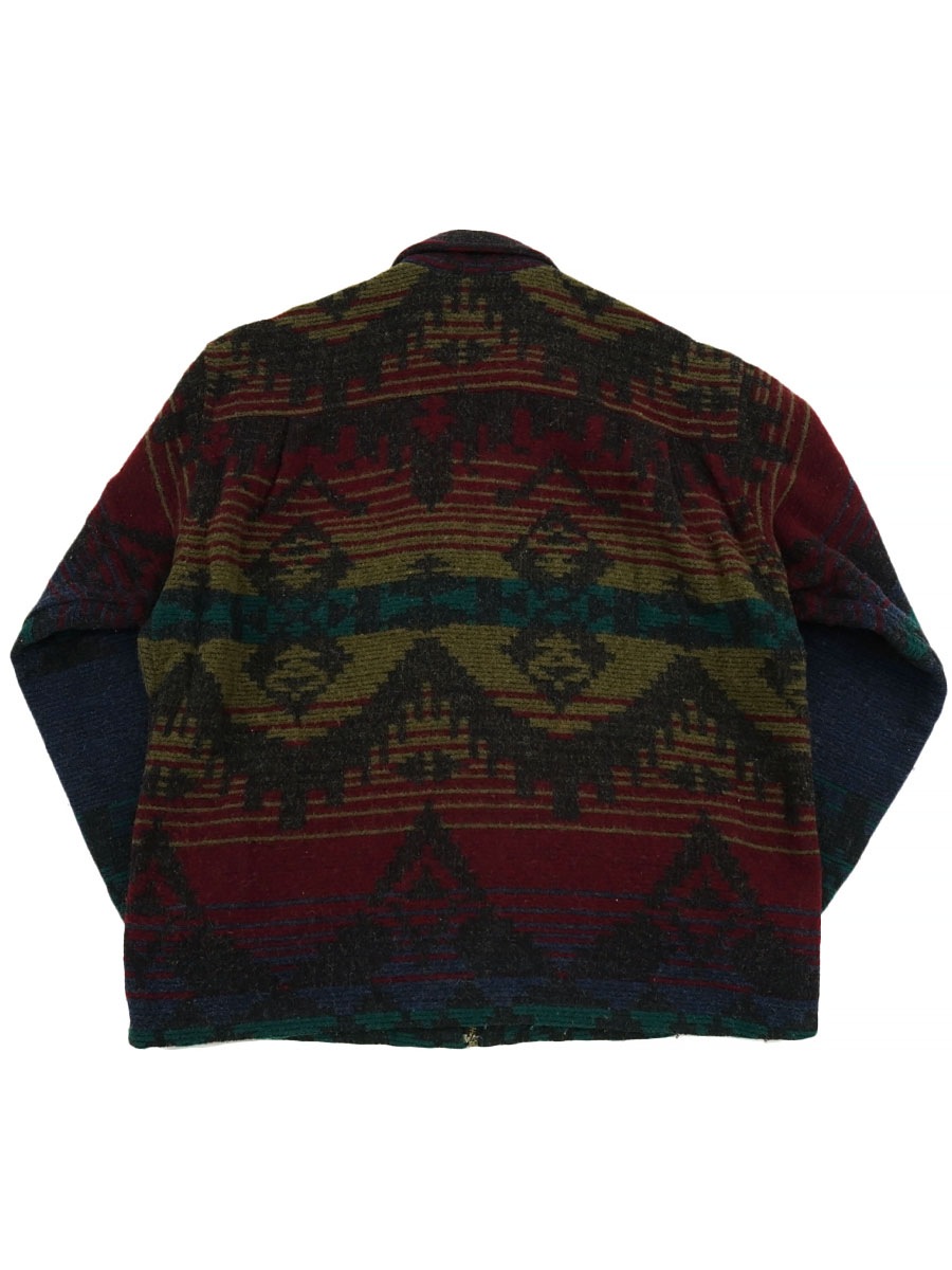 90's Woolrich ネイティブ柄 ジップアップウールJKT 表記(L) USA製