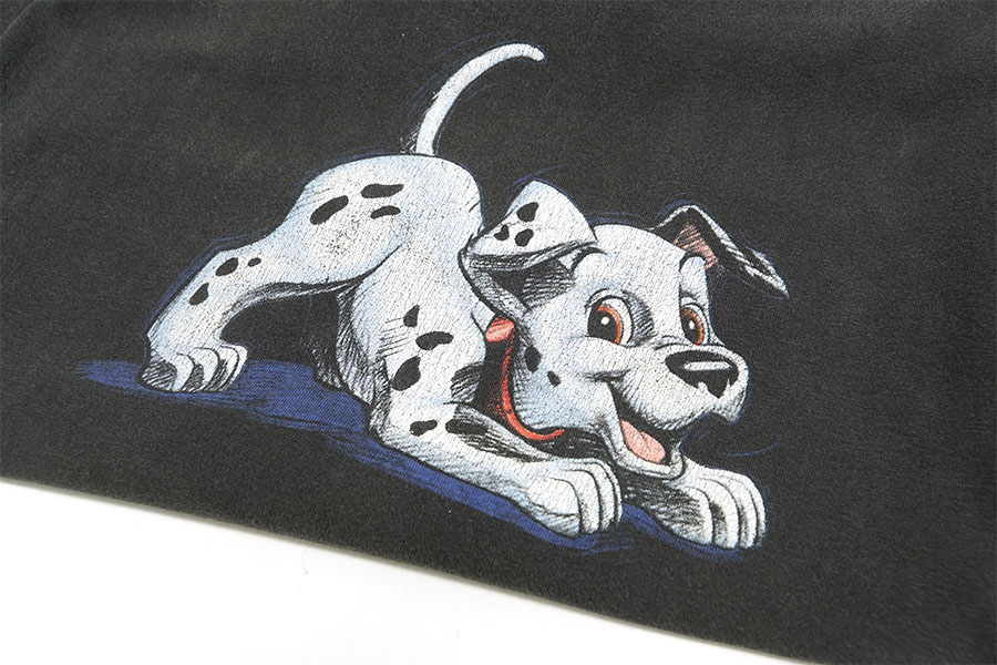90's THE Disney STORE ''101匹ワンちゃん'' プリントTシャツ 褪せ