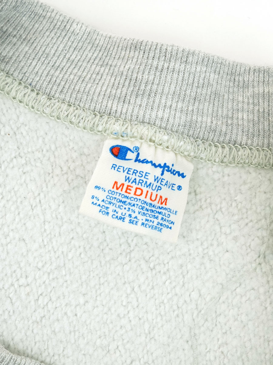 80's プリントタグ チャンピオンRW ''NAVY'' 染み込みプリント 表記(M