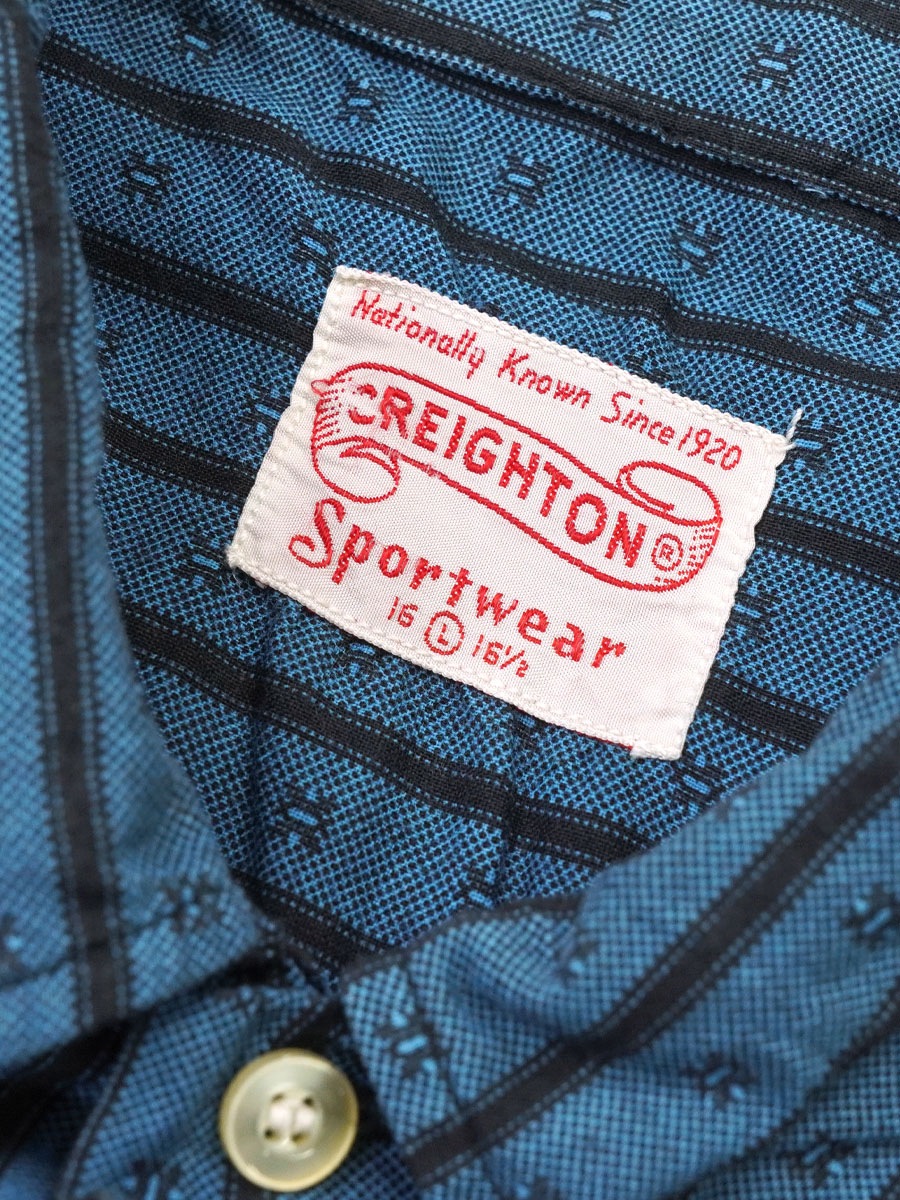 60's CREIGHTON ストライプ柄 ロングスリーブ ボタンダウンシャツ 表記(L)