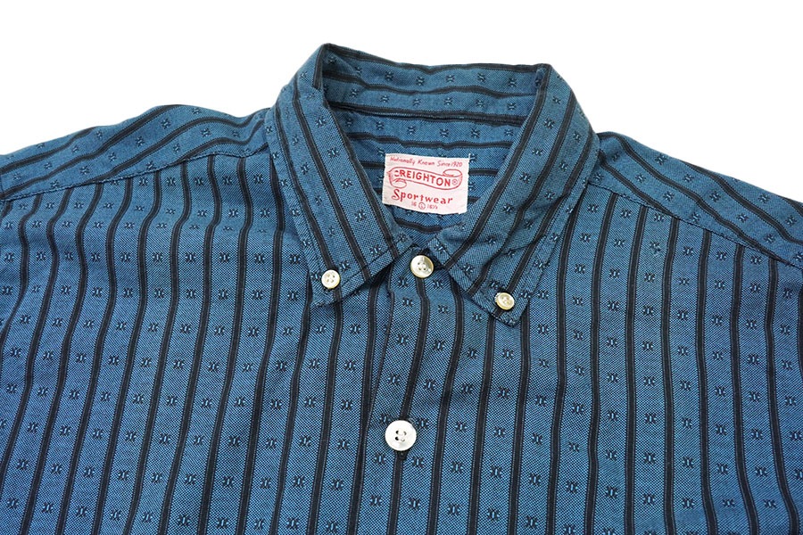 60's CREIGHTON ストライプ柄 ロングスリーブ ボタンダウンシャツ 表記(L)
