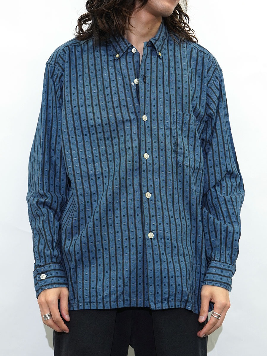 60's CREIGHTON ストライプ柄 ロングスリーブ ボタンダウンシャツ 表記(L)