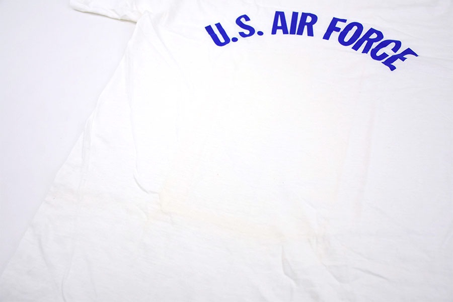 70's～ ''U.S. AIR FORCE'' 染み込みプリント Tシャツ 実寸(L位