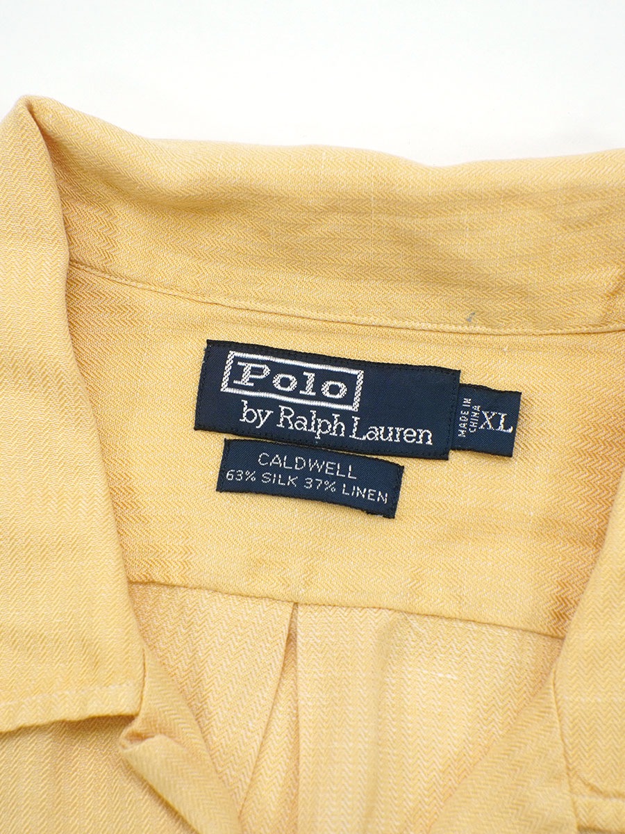 RALPH LAUREN CALDWELL SILK LINEN LOOP COLLAR S/S SHIRT LIGHT