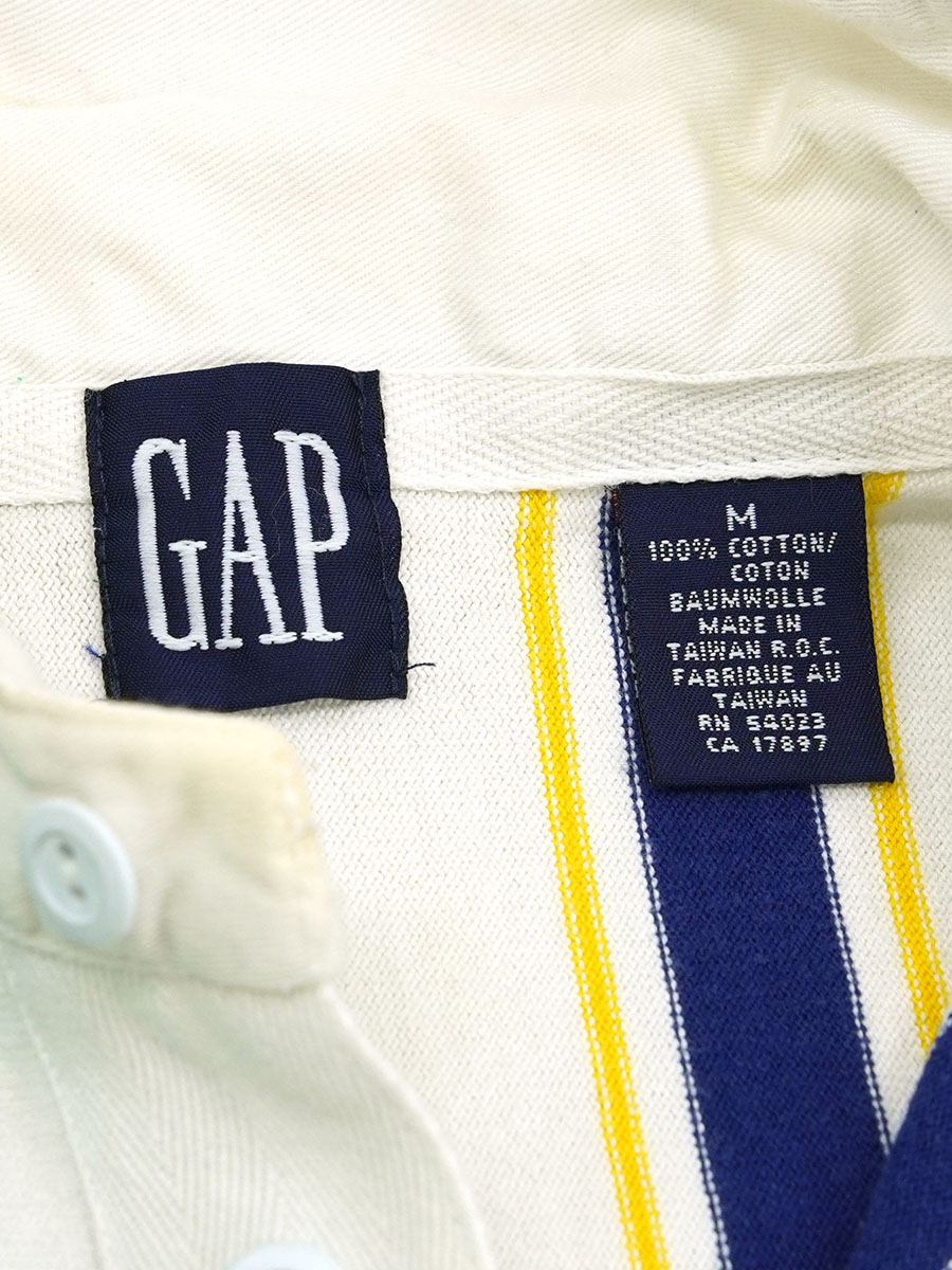 90's OLD GAP 100%コットン ロングスリーブ ラガーシャツ ストライプ柄