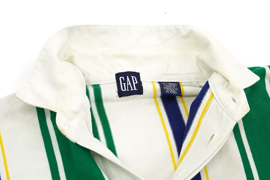 90's OLD GAP 100%コットン ロングスリーブ ラガーシャツ ストライプ柄