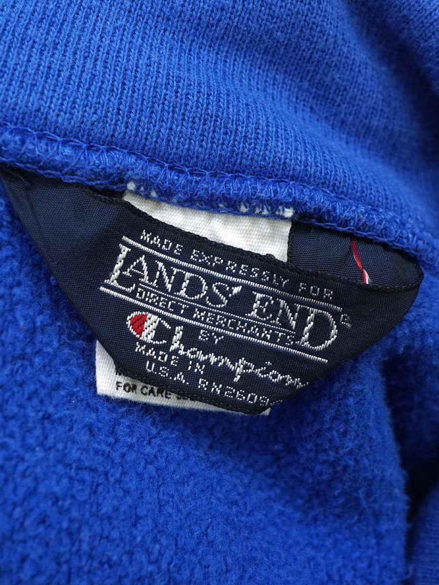 80's Champion×LAND'S END Wネーム RWパーカ ロイヤルブルー 表記