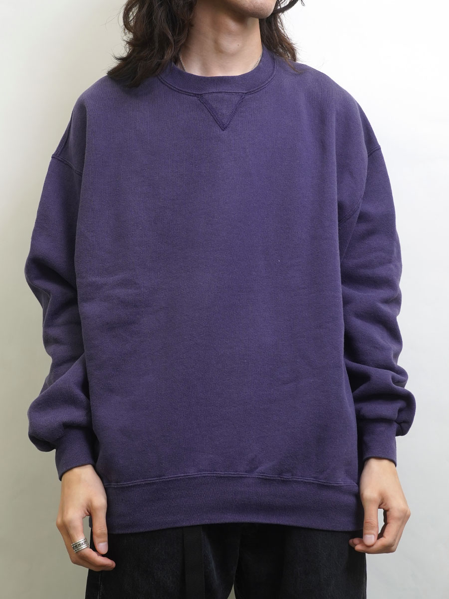 90's RUSSELL ATHLETIC 前V 無地スウェット 竜胆色 表記(XL) USA