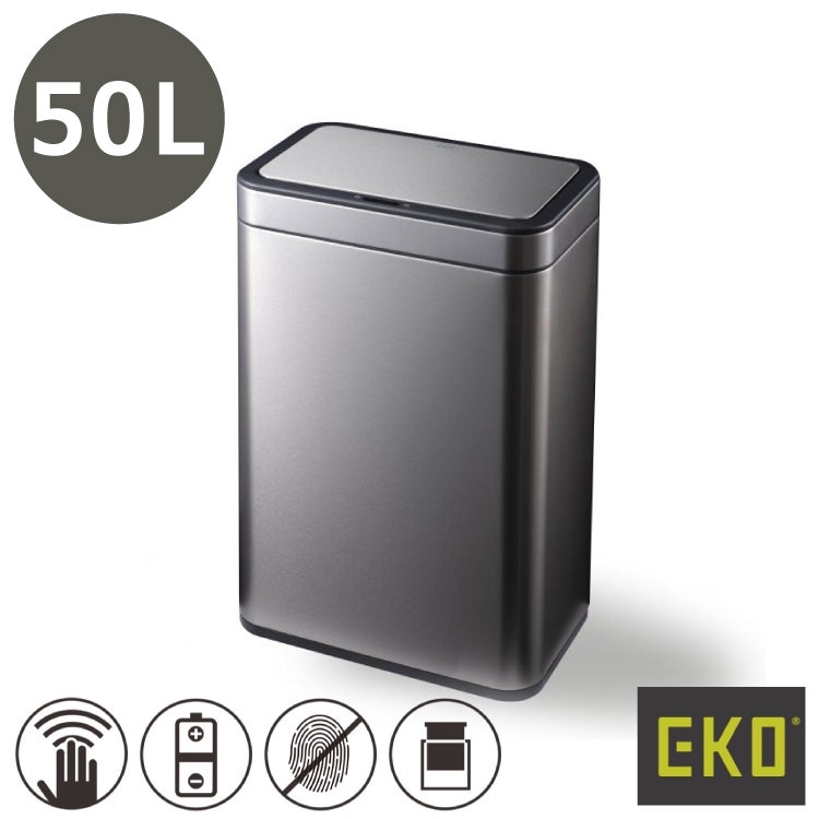 【新品未使用】EKO ステンレス製ごみ箱 EK9568 50L EKO(イーケーオー) メリディアン センサービン50L｜ゴミ箱 シルバー