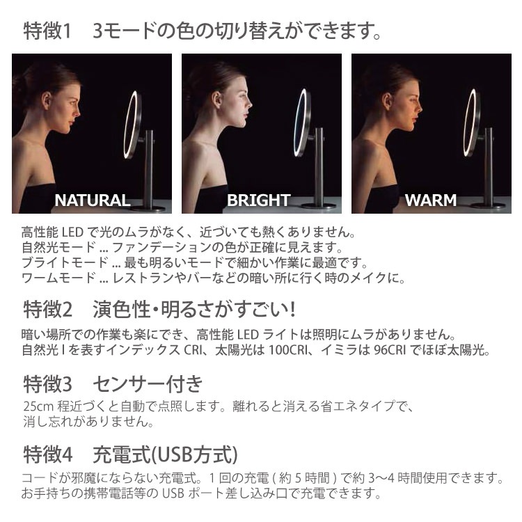 EKO(������������) ���ߥ� LED�ᥤ�����åץߥ顼 ���󥵡���ǽ�դ��å�����ɥߥ顼 �ۥ磻�� EK5288WH-1X