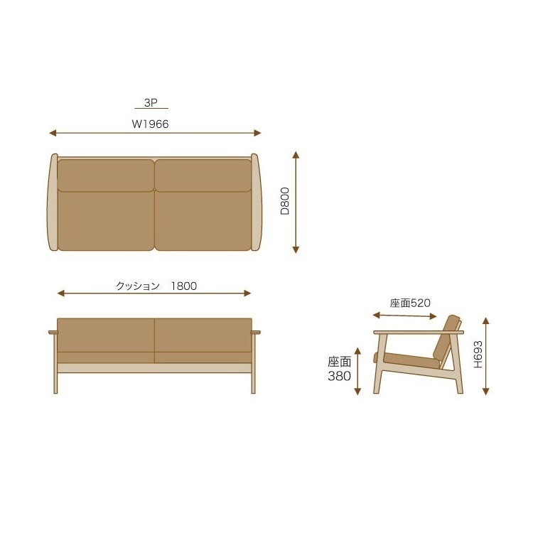 TEORI C SOFA 3P TC-S30���ݽ������3�ͳݤ� C���ե�