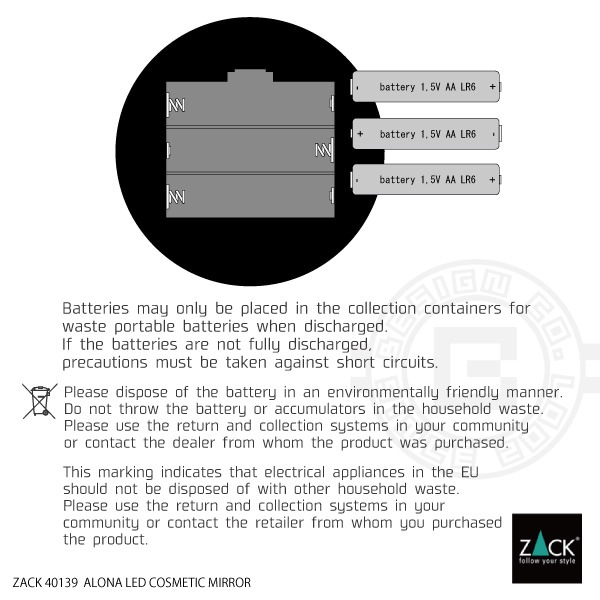 ZACK 40139 ALONA �ɥ���ZACK���������ǥ������LED �ᥤ�����åץߥ顼(X5��) �ۥ磻�Ȼž夲 [�߸�ͭ��]