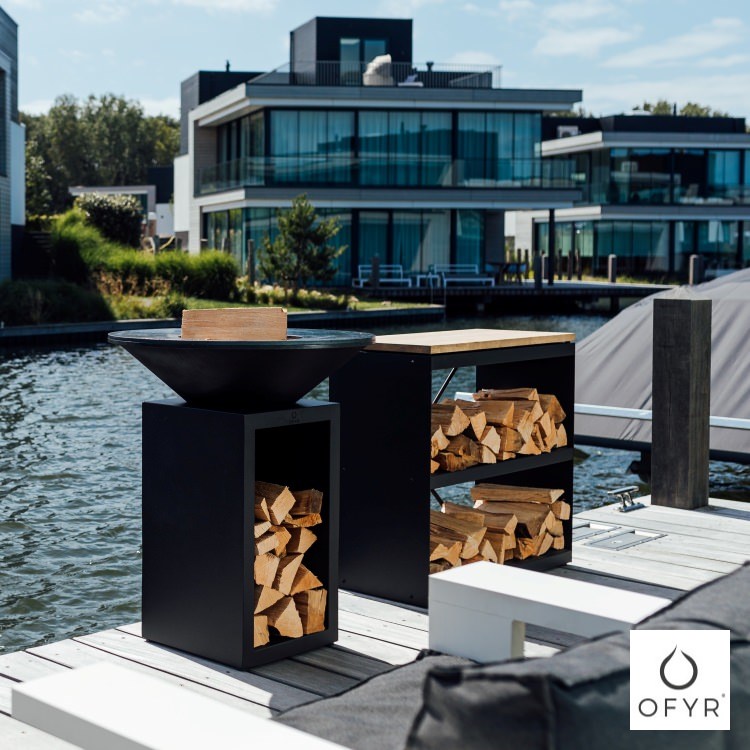 OFYR(���ե���) ���饷�å� ���ȥ졼�� �֥�å�100 �緿 �С��٥��塼����� ���Ρå������� �����ȥɥ����å��󥰥���� �����դ� BBQ Classic Storage Black85 TEAK WOOD OCSB100