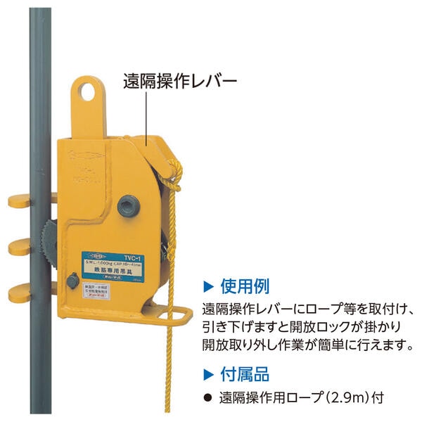 スーパーツール 鉄筋縦吊クランプ TVC1 SUPERTOOL | 鋼材用吊クランプ