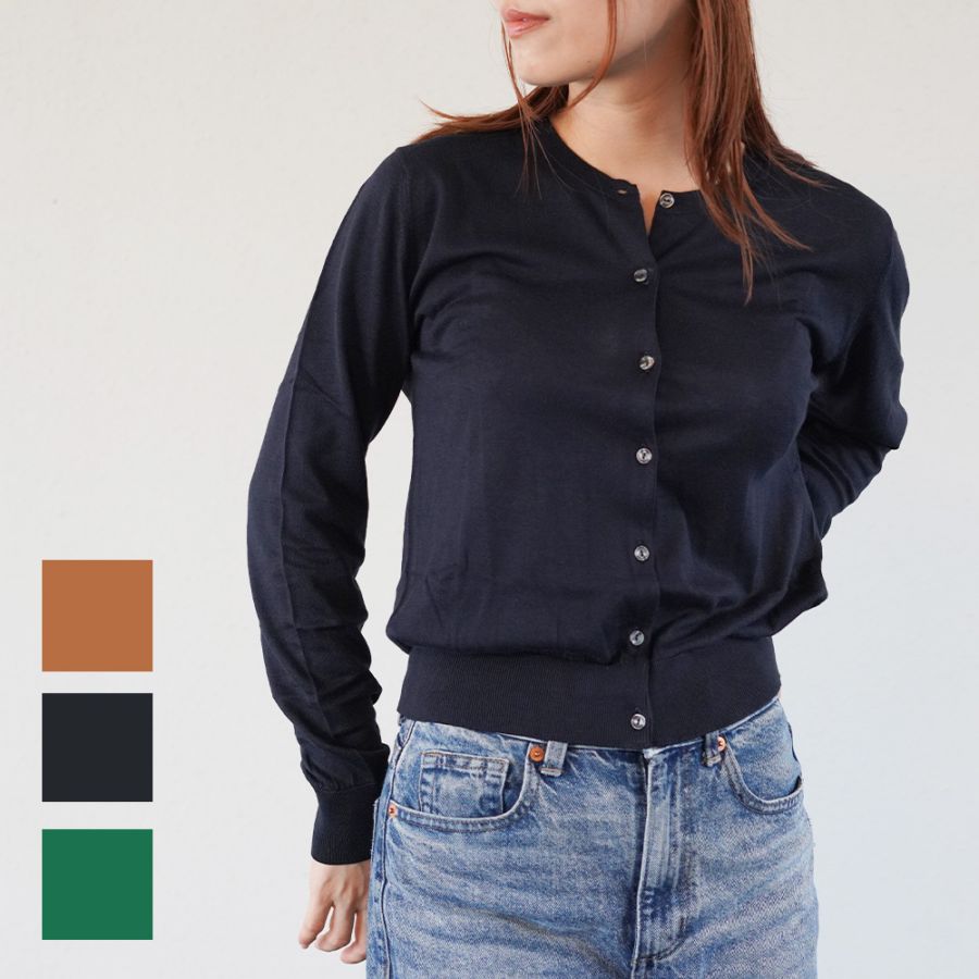 カーディガン  ジョンスメドレー 丸首 モダンフィット シーアイランドコットン MODERN FIT SIMETO CARDIGAN  JOHN SMEDLEY
