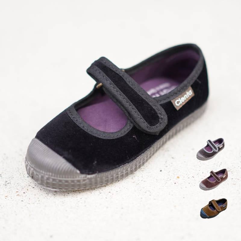 【26AW 一部予約】【最短で9月頃入荷予定】シエンタ ベロア ワンストラップ ベルクロ シューズ  ジュニア    フラットシューズ 靴 12.5-26cm 956075 976075 Cienta 【国内正規品】