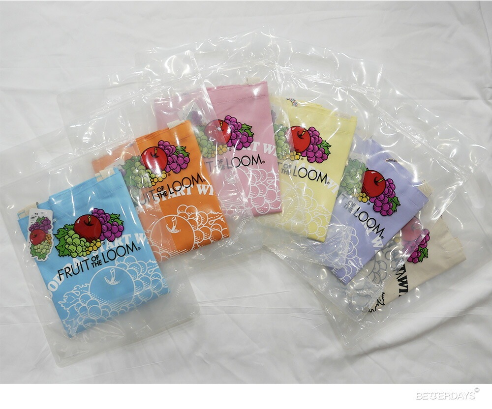 エコバッグ 折りたたみ コンパクト おしゃれ トートバッグ   フルーツオブザルーム プリントトート FRUIT OF THE LOOM BRAIDED CORD TOTE BAG